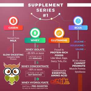 casein, whey, glutamine, BCAA